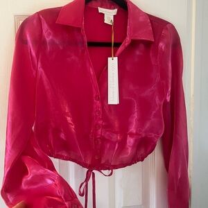 House of Harlow 1960 Fuchsia Satin Blouse